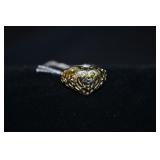 Sterling Gold Plate Filigree Heart Size 9 Ring