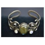 Heavy Sterling Silver & Labradorite Cuff Bracelet