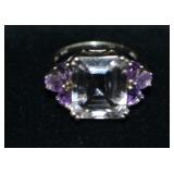 Sterling Silver Amethyst Cocktail Ring Size 6
