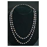 14k White Gold Clasp 38' Black Pearl Necklace