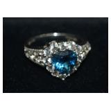 Sterling Silver London Blue Topaz Heart Ring