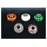 5pcs Pandora Style Bead Charms Sterling Centers