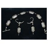 Sterling Silver & Black Onyx Bracelet & Earrings