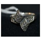 Sterling Silver & Marcasite Size 9 Cocktail Ring