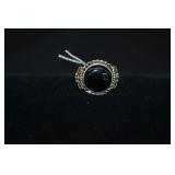 ND Sterling Onyz & Marcasite Size 9 Ring