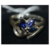 DQ Sterling Blue Sapphire Bypass Size 9 Ring
