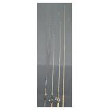 4pcs Various Vintage Fishing Rods & 3 Reels