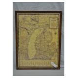 1934 Standard Oil Michigan Road Map Framed