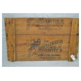 Antique German American Coffee Wood Box Top Sign