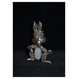 Sterling Art Deco Rhinestone Rabbit Brooch Pin