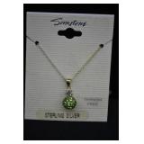 Sterling & Peridot Green Ball Pendant & Chain