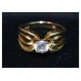 14k Gold & Large CZ Stone Solitare Ring