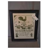 13.5" x 16.5" Framed Vintage Needlepoint Sampler