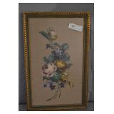 Lg Framed Needlepoint Sampler Flowers