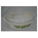Glasbake Blueberry Milk Glass 8" Covered Casserole
