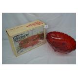 Mid Century Indiana Glass Red Oval Center Bowl