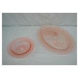 2pc Anchor Hocking Pink Miss America Dep Glass