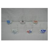 6pc 1960s Retro Airline Promotional Glass Set