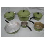 1960s Club Cast Aluminum Avocado 9pc Cookware Set