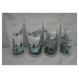 4 Federal Glass 1950s Mackinac Bridge Tumblers