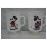 1960s Federal Glass Disney Mickey Minnie Mugs