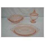 Anchor Hocking Pink Miss Mayfair Open Rose Glass