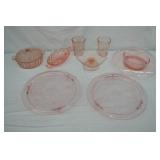 8pcs Various Pink Depression Era Glassware