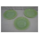 3pc Anchor Hocking Fire King Jadite Alice Saucers