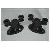 1930 LE Smith Black Amethyst Double Candle Holders