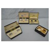 4 Mid Century Unused Cufflink & Tie Sets in Boxes