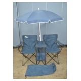 Double Seat Folding Camp Chair w/ Umbrella