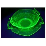 Imperial Glass Green Uranium Bowl & Underplate