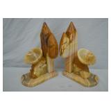 1970 Mexican Onyx Marble "Siesta" Bookends