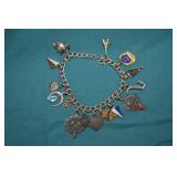 1960s Sterling Silver Chaarm Bracelet & Charms