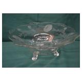 1950s WJ Hughes Corn Flower Etched Footed Bowl