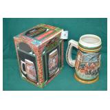 1997 Budweiser Holiday Beer Stein In Box Ceramarte
