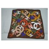 1980s Chanel CC Logo Monogram Silk Scarf
