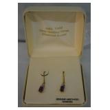 Amethyst & Diamond 18k Gold over Sterling Earrings