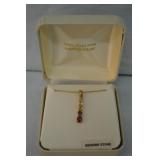 Gold over Sterling Multi Stone Bar Pendant & Chain