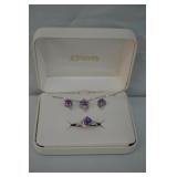 5pc Sterling Silver & Amethyst Jewelry Set