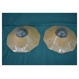 Pair 1930s Art Deco Scallop Glass Ceiling Shades