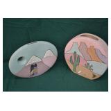 2 Sanders Southwestern Art Pottery Canteen Vases