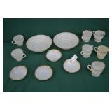 13pcs 1950s FireKing Swirled Milkglass Dishes