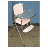Vintage Cosco Light Pink Metal Frame High Chair