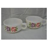 2pc 1960s Federal Glass Rosecrest Soup Mugs