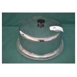 1950s Chrome Top Glass Plate Cake Server