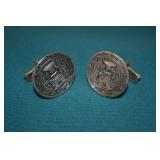 Vintage Sterling Silver Myan Calendar Cufflinks