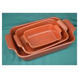 JeiMei 3pc Rustic Red Ceramic Bakeware Set