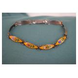 Siam 7' Sterling Silver Enamel Inlay Bracelet