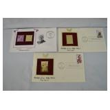 3 USPS 22k Gold Commemorative Stamp Covers